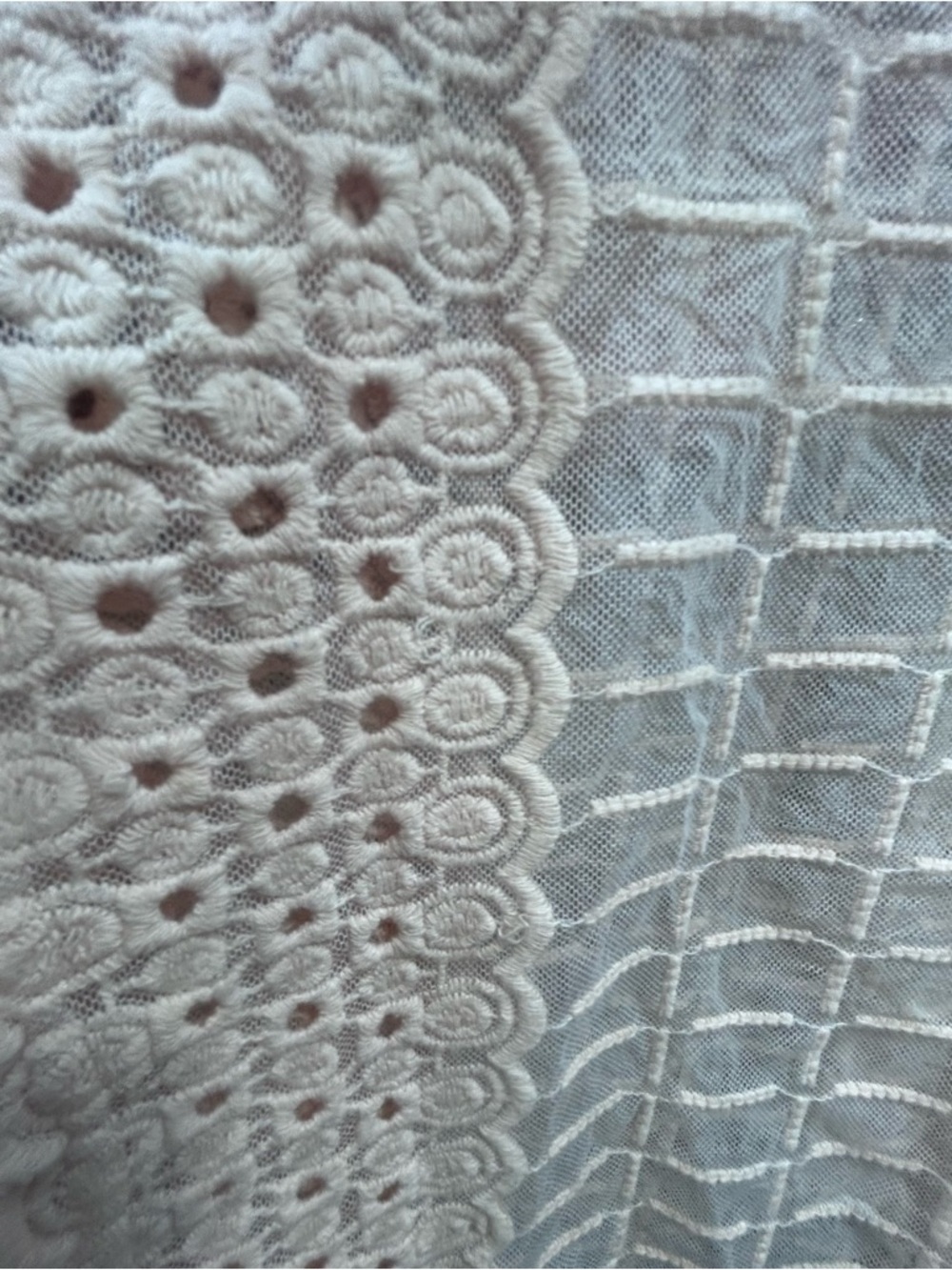 XCVI Peach Sheer Mesh and Lace-Trim Peasant Blouse Size M - Picture 4 of 6